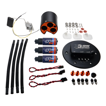 X3 Kraftstoffmodul mit DW430c Pumpen und Installationskit DeatschWerks für Ford Mustang 1998-2004