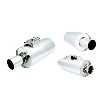 Round body muffler XForce with Varex system 19,05cm x 38,1cm