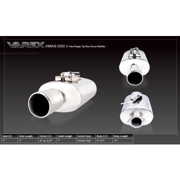 Oval body muffler XForce with Varex system 15,24cm x 25,4cm x 38,1cm