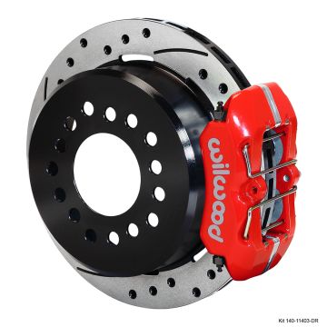 Wilwood 140-11403 Forged Dynapro Low-Profile Rear Parking Brake Kit Drilled and Slotted Rotors Red