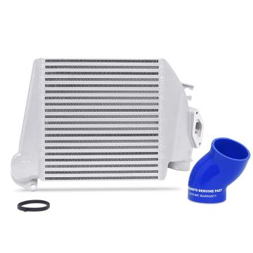 Mishimoto MMTMIC-WRX-08SLBL Top Mount Intercooler Kit for Subaru WRX 08-14 Silver w/ Blue Hose