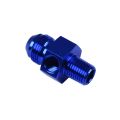 AN6 AN -6 to 3/8 NPT inline 1/8 NPT fuel oil adapter Blue