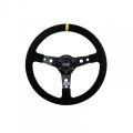 GT2I Race Suede Steering Wheel Dished 75 (Seude + Silver Spoke) Black