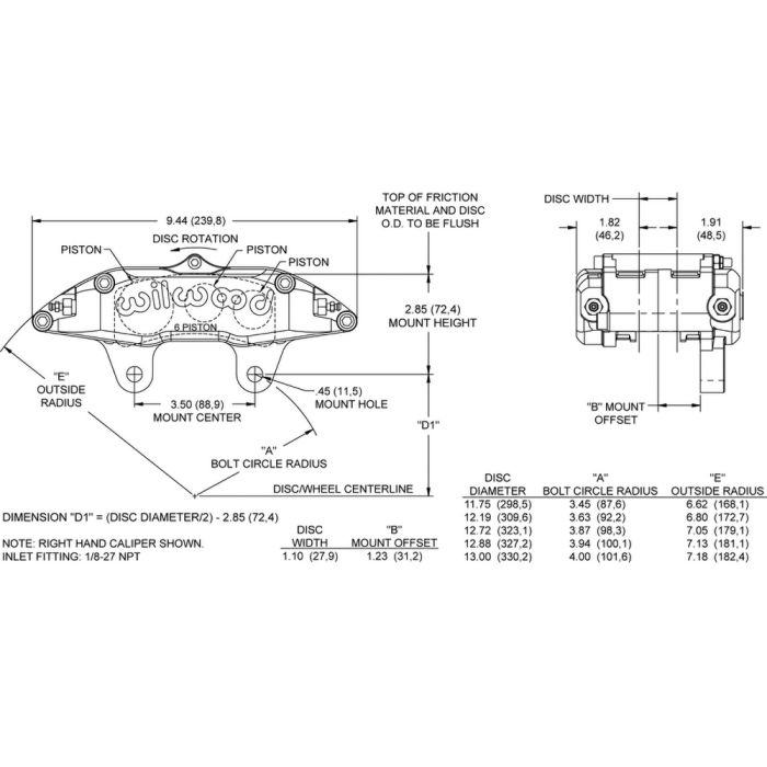 Wilwood 120-13383 Billet Narrow Superlite Lug Mount Caliper Left 6 ...