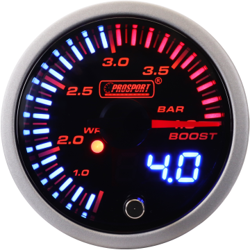Prosport JDM Series 52mm - Ladedruckanzeige 0 bis 4 Bar mit wasserdichtem Sensor