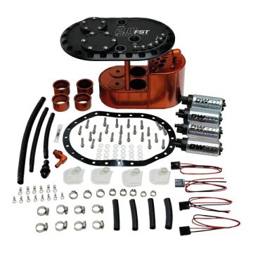 DeatschWerks 2.0L Fuel Cell Surge Tank with 4 DW300 Fuel Pumps