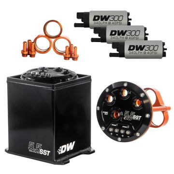 DeatschWerks 5.5L Surge Tank with 3 DW300 Fuel Pumps