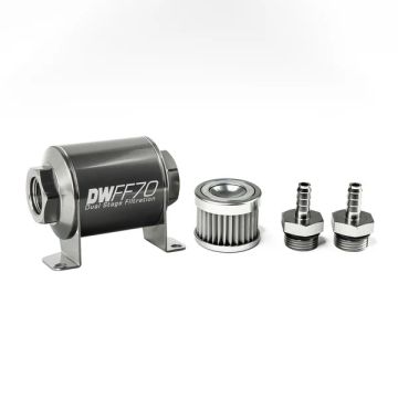 DeatschWerks In-Line Fuel Filter Kit 5/16 In Barb 5 Micron 70mm