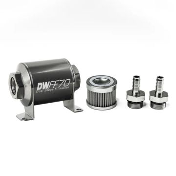 DeatschWerks In-Line Fuel Filter Kit 3/8IN 100 Micron 70mm