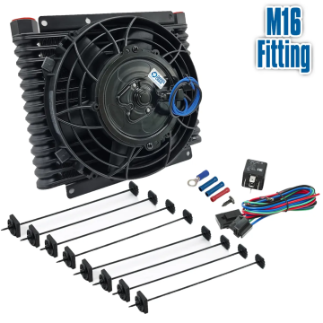 Davies Craig DC614 Universal Engine Trans Oil Cooler 32mm 14-Row M16 8" Fan Combo 12V