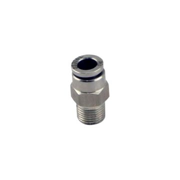Adapter fitting Turbosmart straight 1/8 NPT Pushloc 1/4 stainless steel 