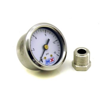 Fuel Pressure Gauge 0-15 PSI with Adaptor Nitrous Express NX 15511