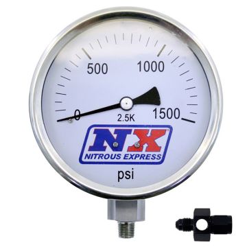 4 Inch Nitrous Pressure Gauge (Liquid Filled) with 8AN Adapter Nitrous Express NX 15543