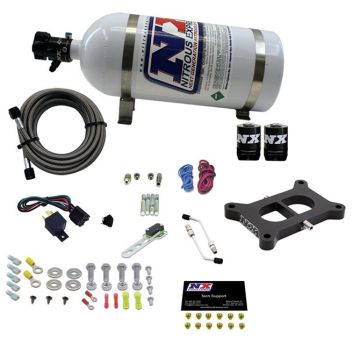 Holley 2 BBL Conventional Plate System Gasoline Stage 6 50-300Hp with 10Lb Bottle Nitrous Express NX 30020