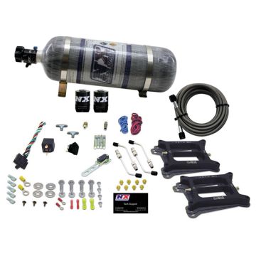 Dual 4150 Conventional Plate System Alcohol Stage 6 50-300Hp with 12Lb Carbon Bottle Nitrous Express NX 30245-12