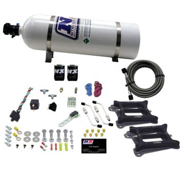 Dual 4150 Conventional Plate System Alcohol Stage 6 50-300Hp with 15Lb Bottle Nitrous Express NX 30245-15