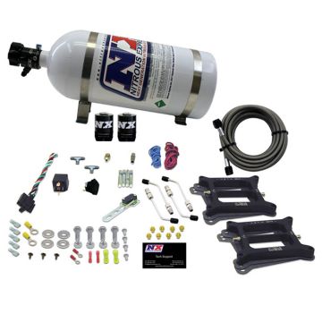 Dual 4150 Conventional Plate System Gasoline Pro-Power 100-500Hp with 10Lb Bottle Nitrous Express NX 50240-10