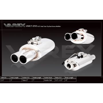 Oval body muffler XForce with Varex system 13,97cm x 24,13cm x 38,1cm