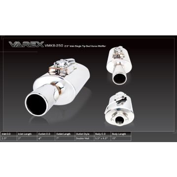 Oval body muffler XForce with Varex system 13,97cm x 24,13cm x 38,1cm