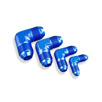 Adapter AN4 90' male-male coupler hose fitting Blue