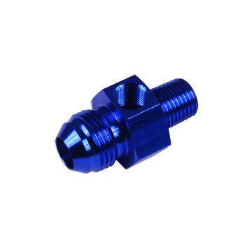 AN6 AN -6 to 3/8 NPT inline 1/8 NPT fuel oil adapter Blue
