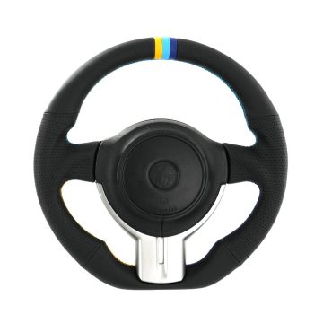 GReddy Black Leather Steering Wheel with 3-Color Stripe for Toyota GT86 (12-16)