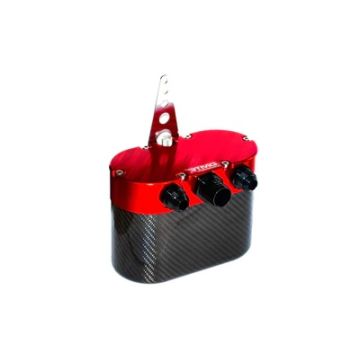Universal Carbon Fiber Oil Catch Can - Small Red With Fume Filter RTMG Performance