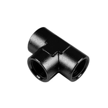 Tee female/female/female 1/4 NPT Black