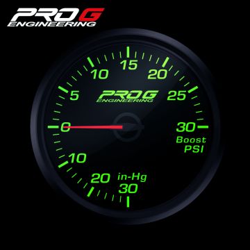 Wskaźnik Pro G Race Series RC, doładowania Boost 30 PSI GREEN 52mm