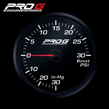 Wskaźnik Pro G Race Series RC, doładowania Boost 30 PSI WHITE 52mm
