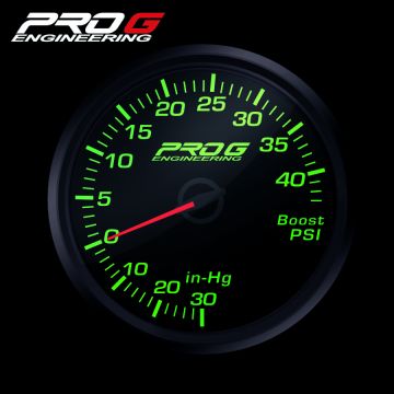 Wskaźnik Pro G Race Series RC, doładowania Boost 40 PSI GREEN 52mm