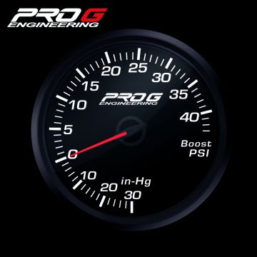 Wskaźnik Pro G Race Series RC, doładowania Boost 40 PSI WHITE 52mm