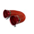 Flexible corrugated intake pipe with clamps Red
