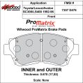 Brake Pads Wilwood 150-D0476K PM ProMatrix D476 Street Performance Racing Pads .67-2