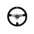 GT2I Race Suede Steering Wheel Dished 75 (Suede + Silver Spoke)-1
