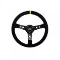GT2I Race Suede Steering Wheel Dished 75 (Seude + Silver Spoke) Black-1